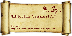 Miklovicz Szaniszló névjegykártya